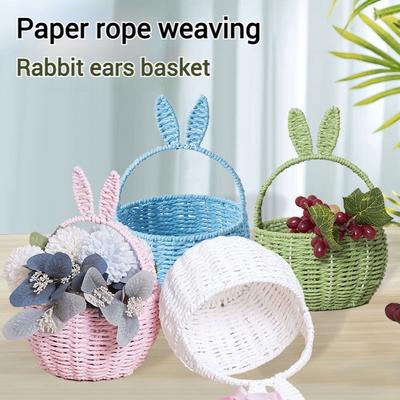 Hase Blumenkorb für Ostern Niedlicher Korb Ohrkorb Geflochtener Geschenke Aufbewahrungsbehälter Körbe Outdoor Picknickkörbe Blumenvase