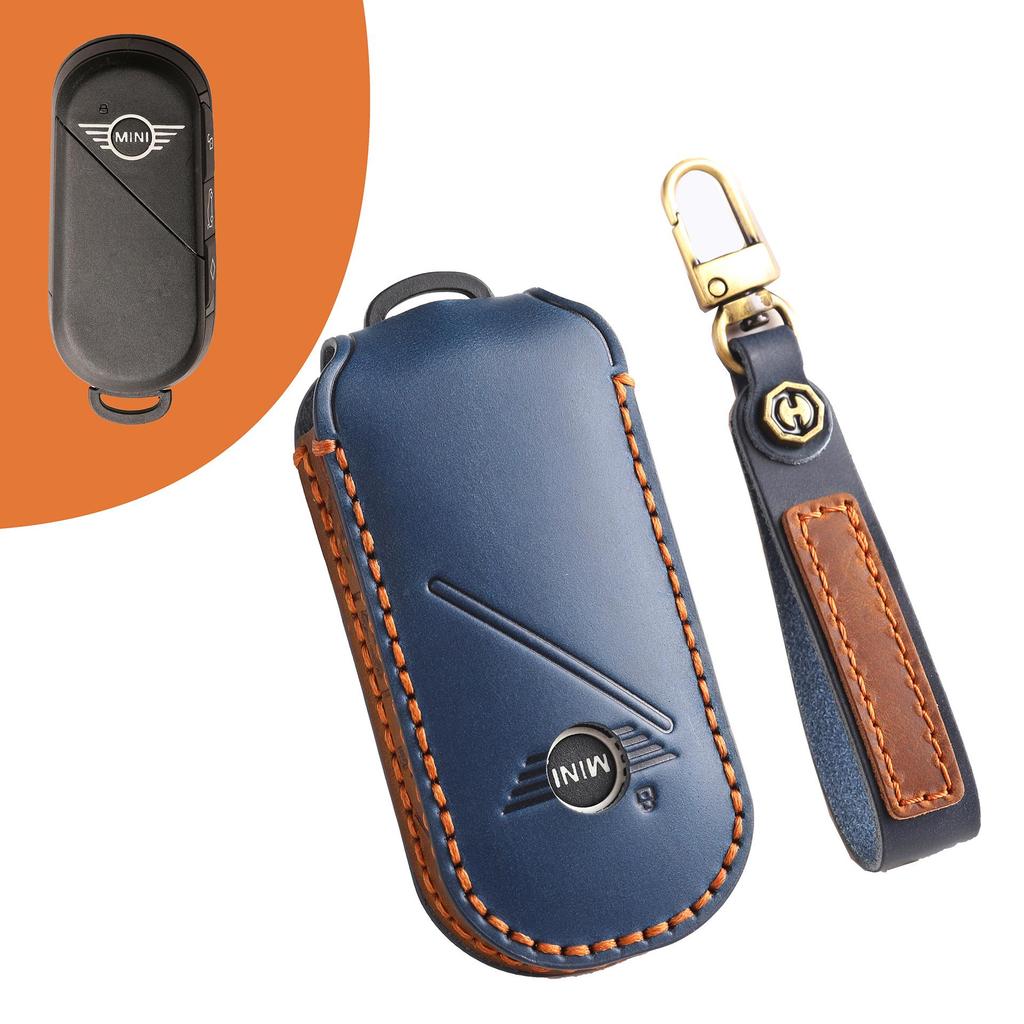BMW Mini 2024 Genuine Leather Key Cover - High-End Protective Shell with Buckle