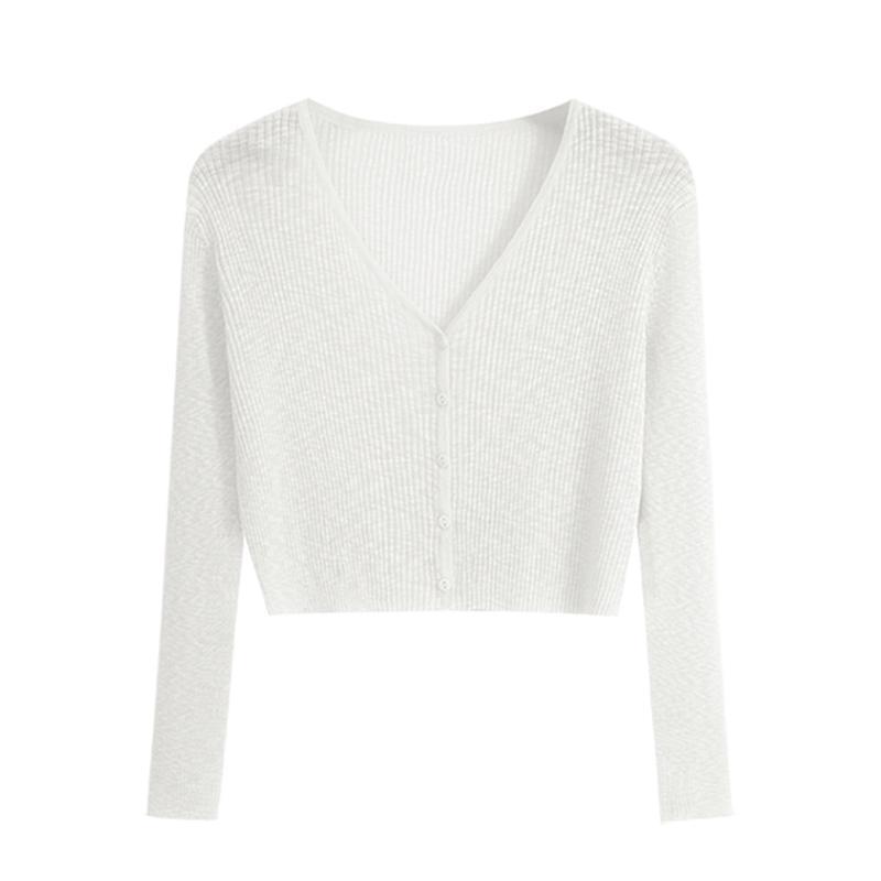Women's 2025 V-Neck Ice Silk Knit Summer Cardigan – Lightweight Sun Protection Cover-up