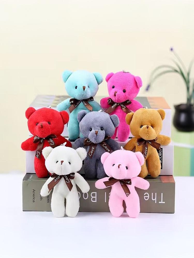 10Pcslot Tiny Bear Stuffed Plush Toys Mini Bear Doll Toy Keychain Bag Pendants Wedding Decoration Children Birthday Party Gifts