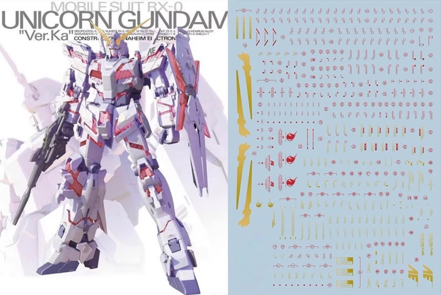 

HG RG MG PG RE HiRM Декали для Робот МС MG Unicorn Gundam Позолоченный!! Детализация Водная декаль (для 1/100 RX-0 Ver.Ka) [Использовал] золотой