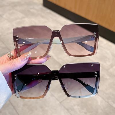 New European And American Style Half-Frame Metal Sunglasses Fashion Slim Women'S Sunglasses Anti-Uv Glasses