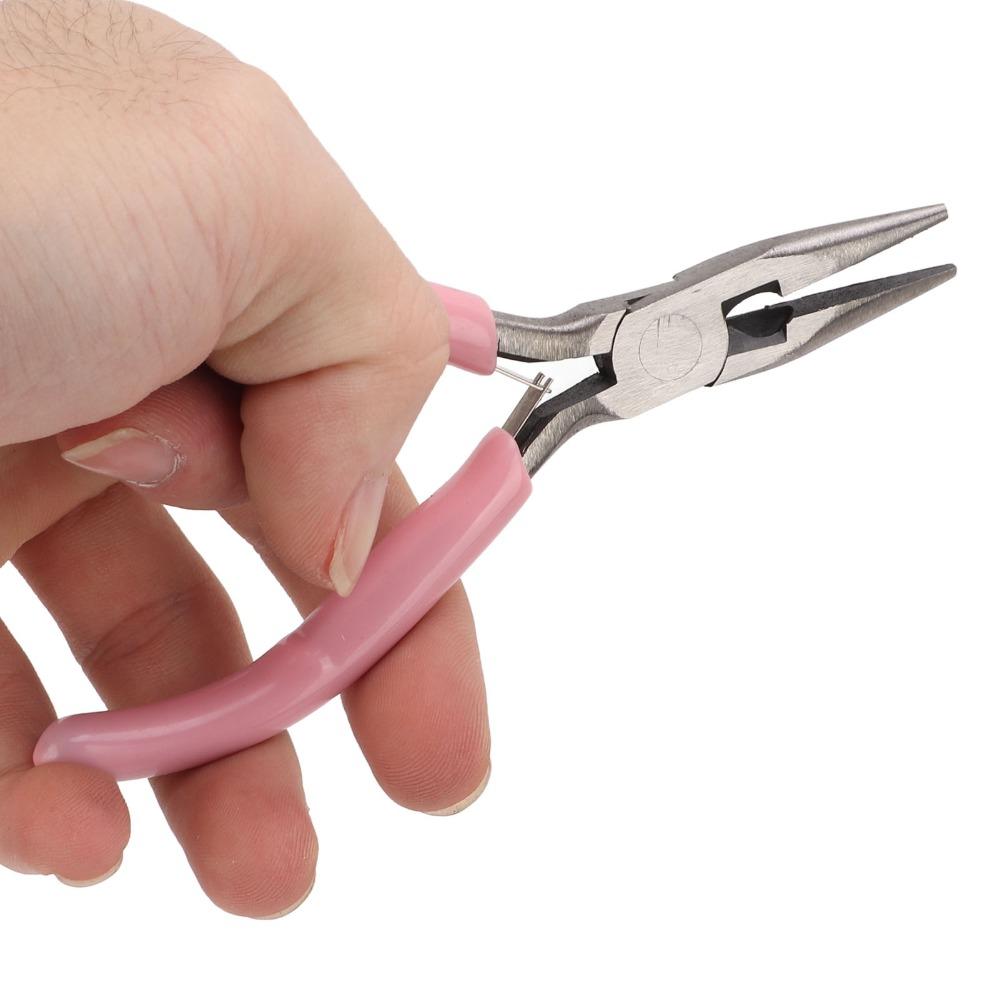 3pcs Clamp Pink Jewelry Pliers Round Nose Needle Nose Pliers Set Diagonal Nose Carbon Steel DIY Tools Jewelry Making