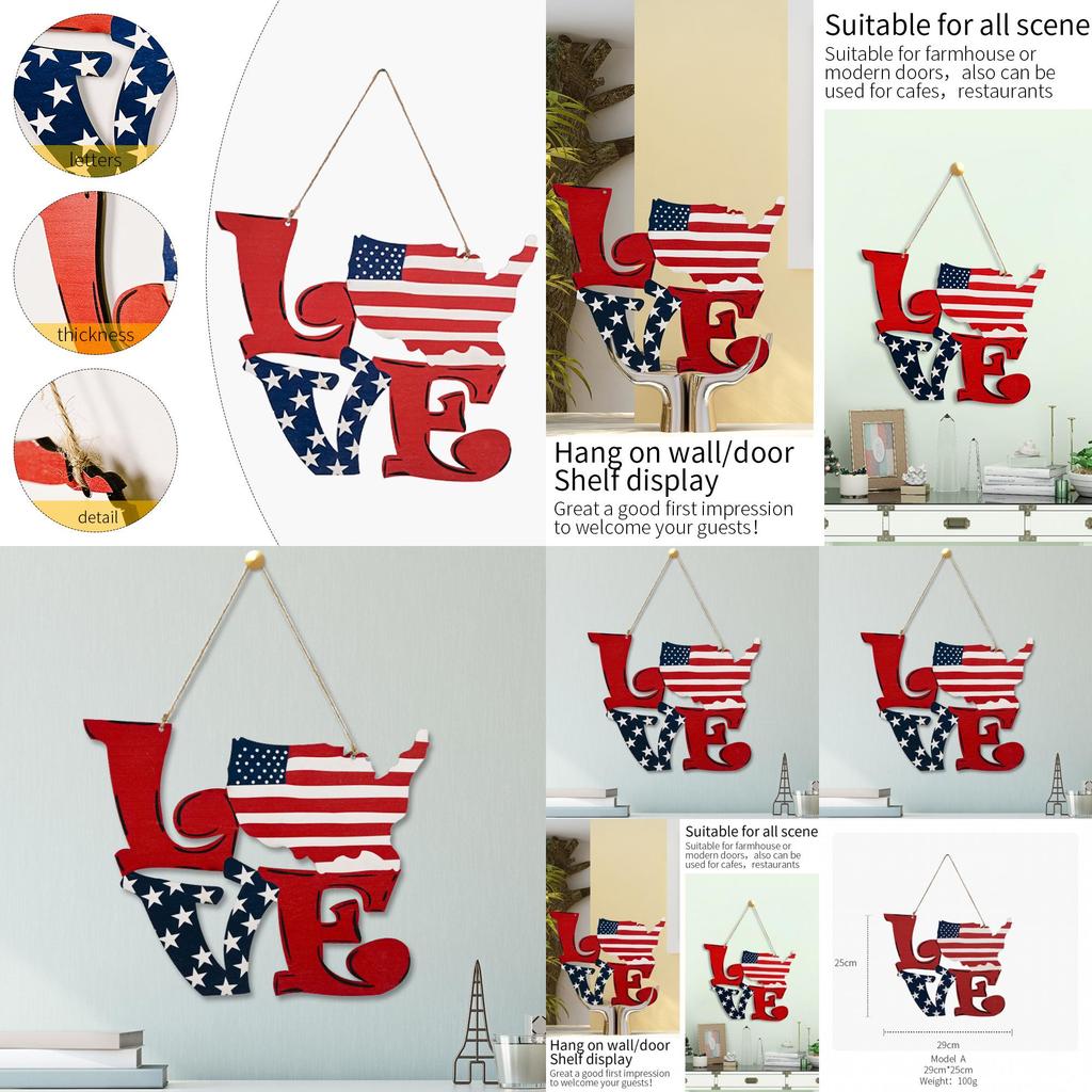 Charming American Independence Day Wooden Love Hanging Decor For Home And Hotel Display