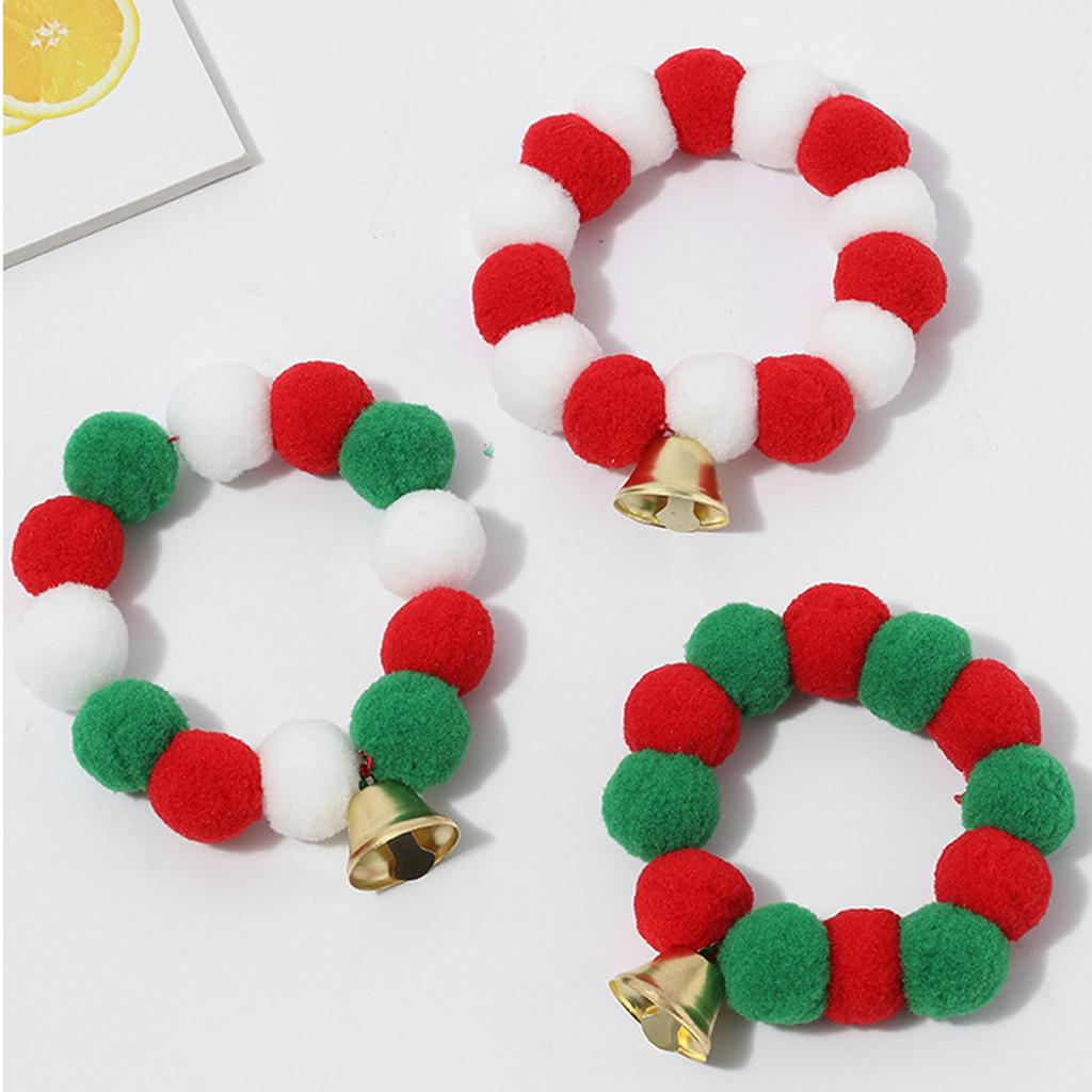 Pet Ball Necklace Dog Collar with Bell Decorations Colored Soft Collar for Small Medium