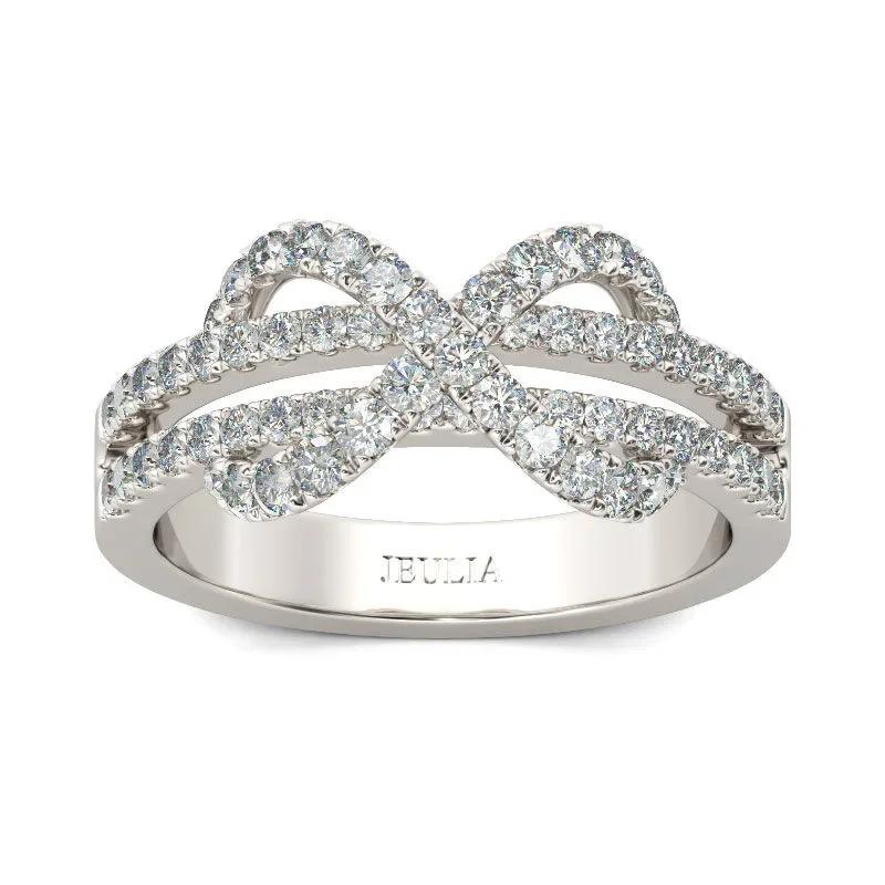 A High-end and Elegant Zircon-encrusted Spiral Ring with Interlaced Lines, a Niche Design for Women's Rings
