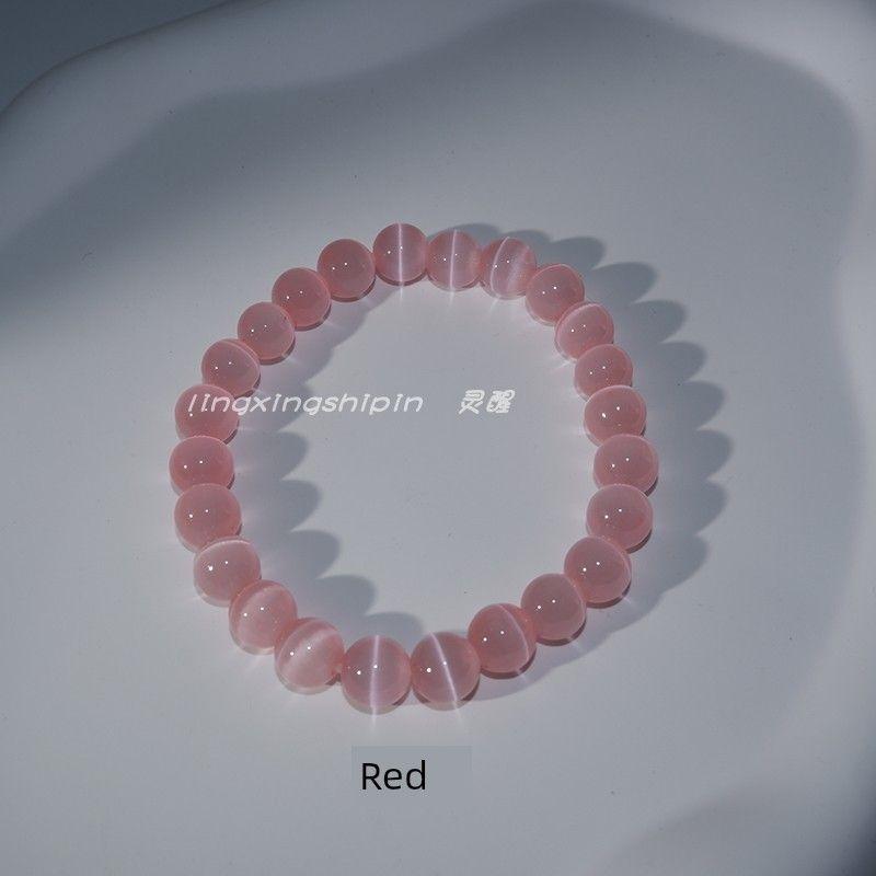 

Новый браслет в китайском стиле с опалом, цветной браслет из запеченной цветной глазури с эффектом кошачьего глаза, кристальный браслет, парное украшение для девушек, подруг 17CM Red(Single bead diameter 8mm)