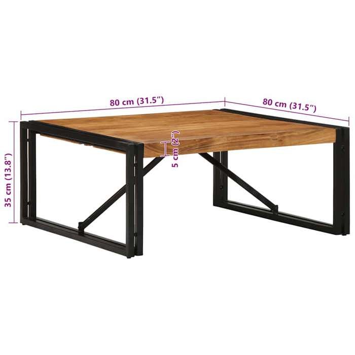 VidaXL Table basse 80x80x35 cm bois massif acacia, table latérale, table de salon, table d'accent, bout de canapé, table 4016672
