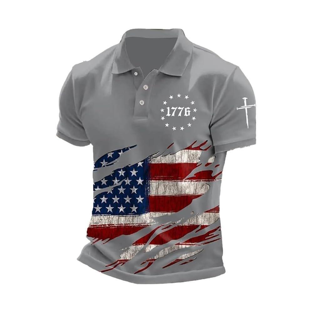Trendy short-sleeve t-shirt summer flag lapel polo shirt 2026