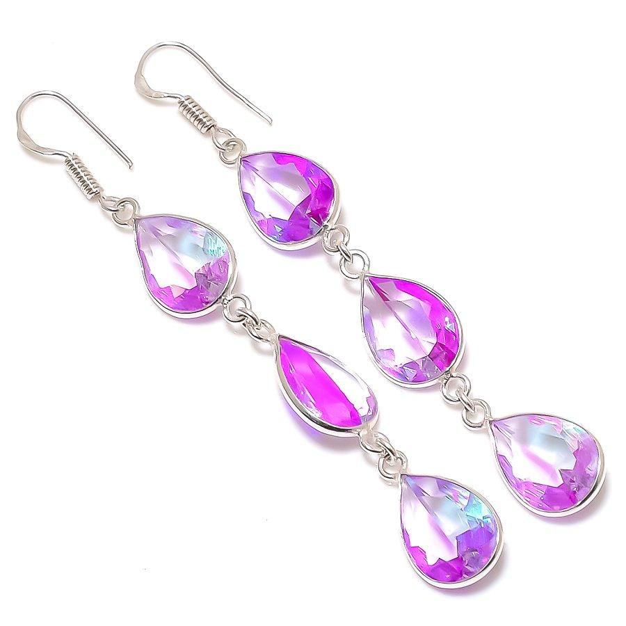 

Natural Bi-Color Tourmaline 925 Sterling Silver Jewelry Earring 3.03 U7g68