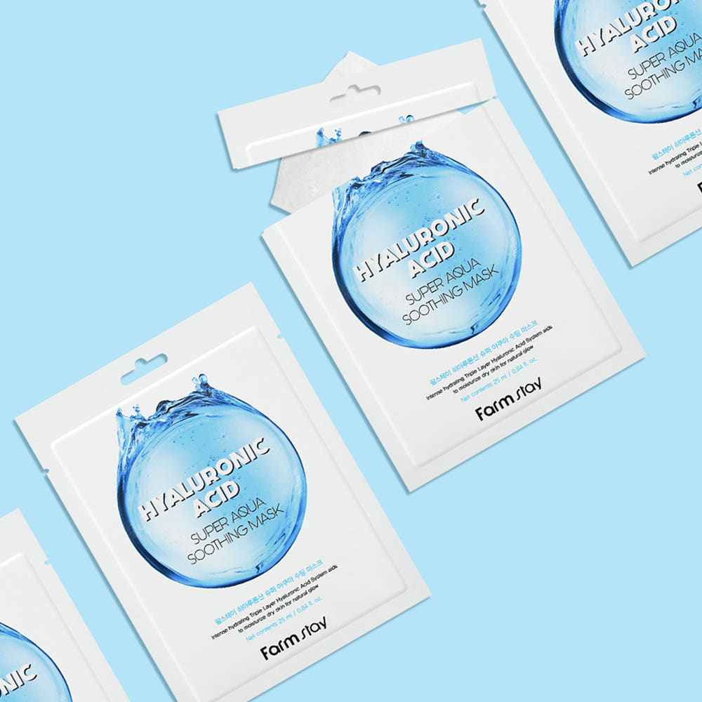 

[Farmstay] 1+1 Farmstay Hyaluronic Acid Super Aqua Soothing Mask 25ml 10 Sheets + 10 Sheets 1EA