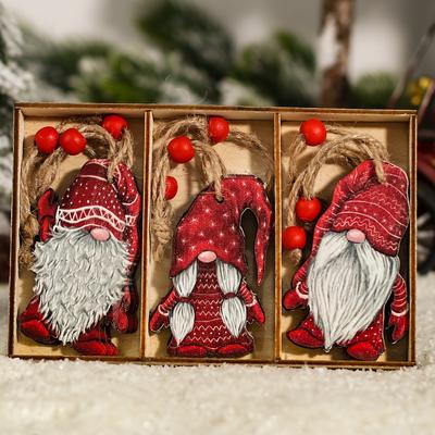 9 PIÈCES Style Intage Gnomes en Bois de Bouleau Décorations Festives de Noël à Suspendre pour la Maison, Parfaites pour Offrir avec une Touche Rustique, Cadeaux de Noël, du Nouvel An