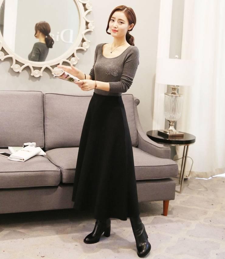 Retro Art Sukně Maxi A-linie s vysokým pasem - Elastická, Plisovaná, Celoroční Bavlna pro Ženy