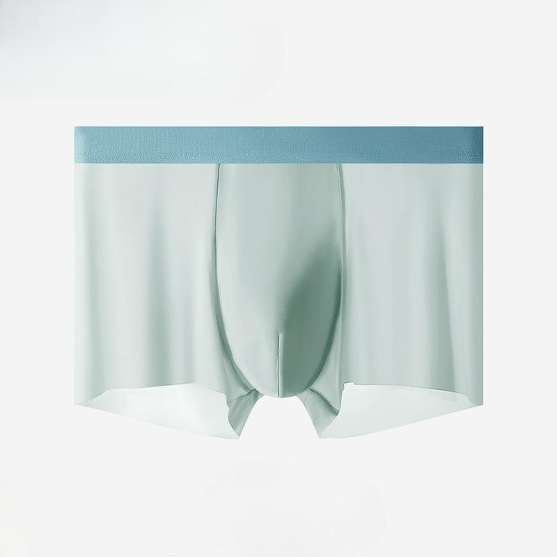 Plus Size Men s Summer Light and Thin 10a Antibacterial Crotch Breathable Ice Silk Seamless Briefs XL селадоновый