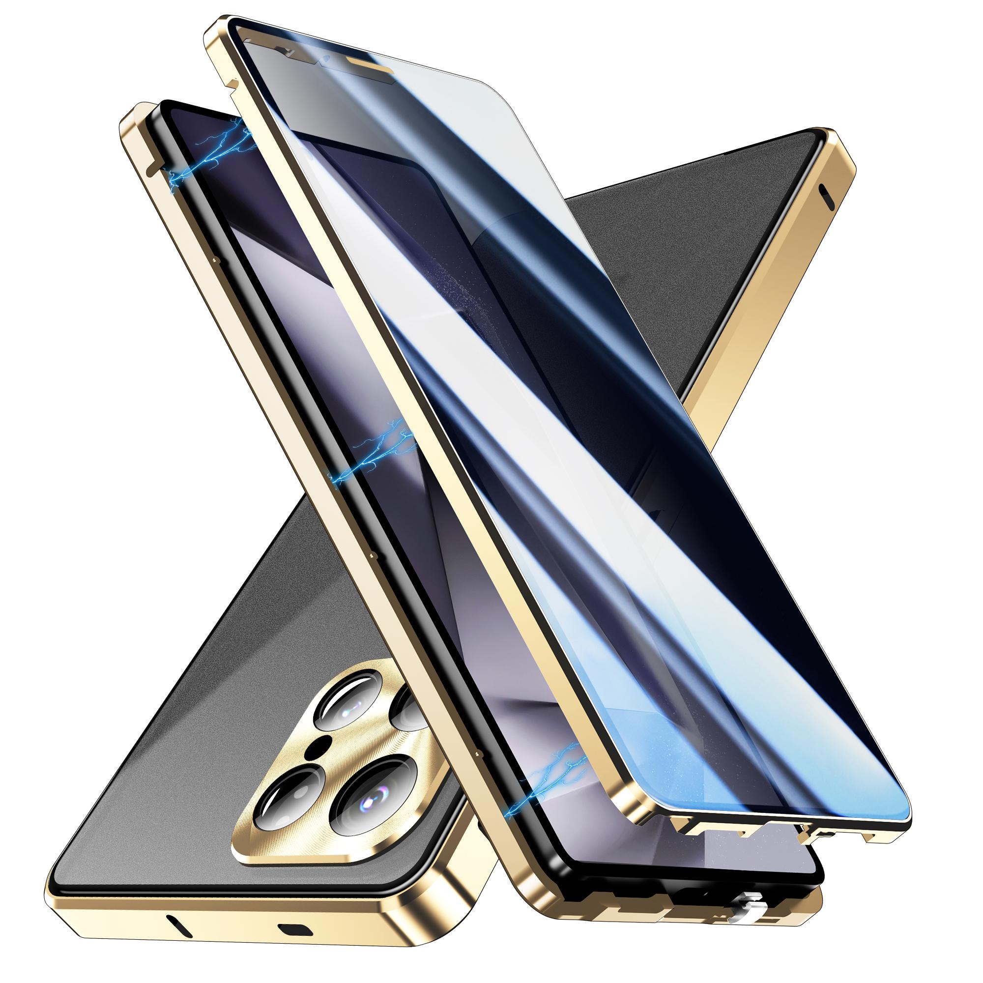 

Чехол для Samsung Galaxy S25 Ultra Антишпионский Двустороннее Закаленное Стекло Магнитная Крышка для Телефона Gold