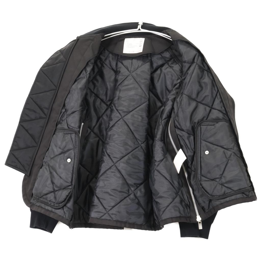 sacai 22-06191 Black Nylon Twill Mix Quilted Blouson Jacket 1 blackUsed