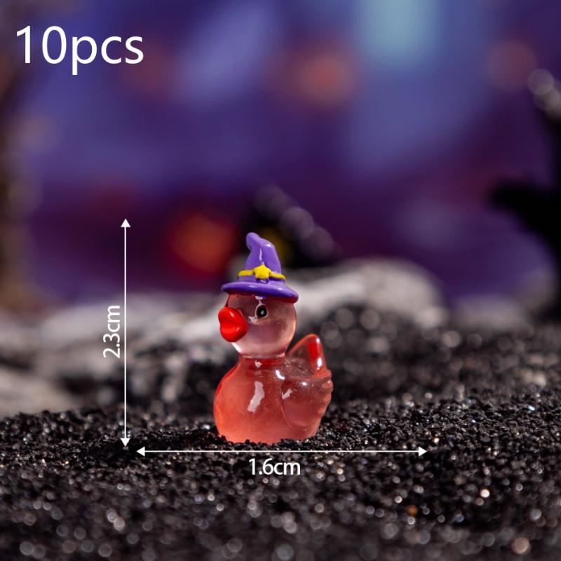 Cute Glow in Dark Mini Magic Hat Duck Figurines Luminous Resin Miniatures for Desk Birthday Party Favors