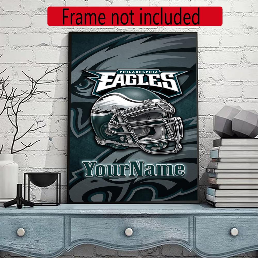Philadelphia Eagles Personalized Text Diamond Painting Round Diamond Mosaic Rhinestones Diamond Embroidery Craft Kit Wall Decor Without Frame