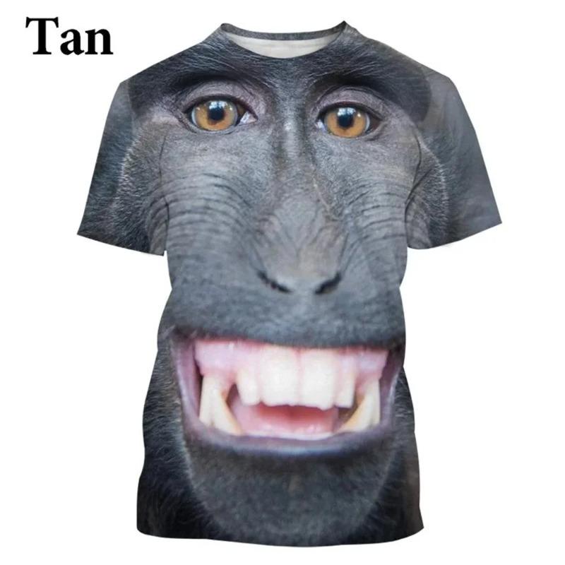 Lässiges Herren 3D Design Parodie Gorilla Lustiges Affen T-Shirt Lustiger Schmollmund Affe 3D Druck Sommer Kurzarmshirt Kinder
