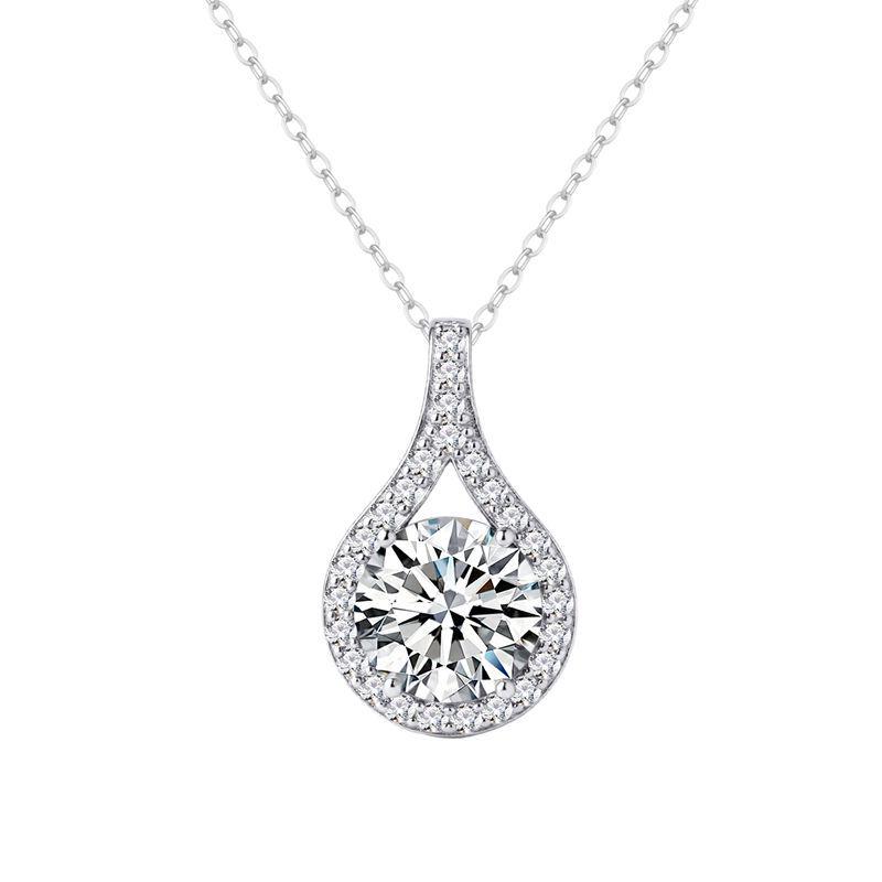 Moissanite Teardrop Pendant 925 Sterling Silver Necklace – Elegant and Versatile Clavicle Chain 925 Silver