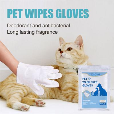 12 Gants de Toiletage Sans Rinçage pour Animaux, Gants Jetables Sans Bain Désodorisant Nettoyants pour Chiens & Chats