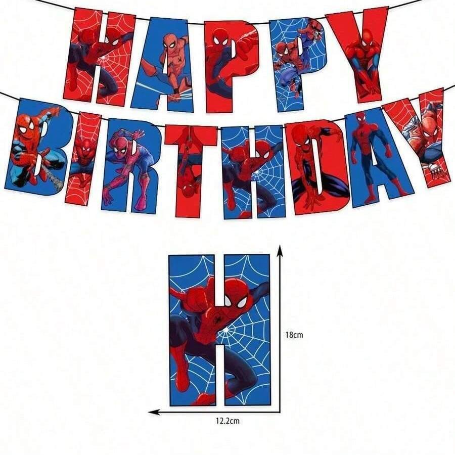 Spider-Man Birthday Decorations: Banner, Balloons & Cake Toppers - Marvel Party Supplies