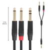 3D 6.35mm Male To Dual 6.35mm Y-Type Audio Mixer Cable, Large Three-Core Splitter