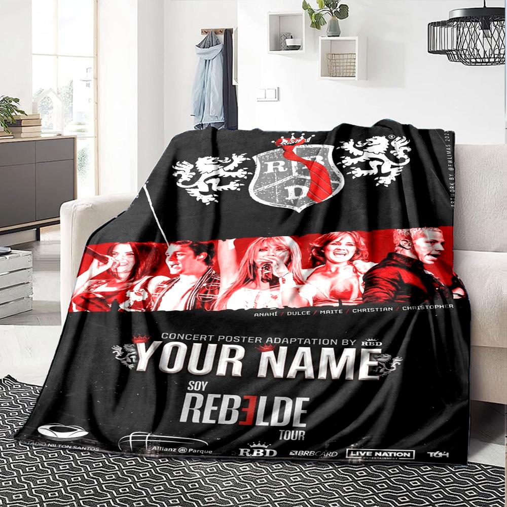 Name Custom RBD Band Print Flannel Blanket High Quality Warm Comfortable Cover for All Seasons Perfect for Gifts Home Decor