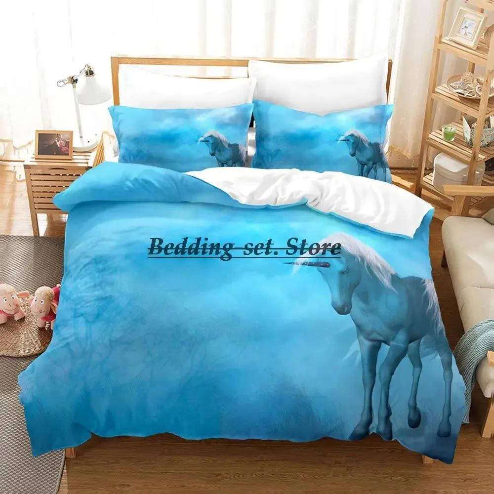 Regenbogen Pferd Einzelhorn Bettwäsche Set Einzel Twin Full Queen King Size Bett Set Aldult Kid Schlafzimmer Duvetcover Sets Bettlaken Set
