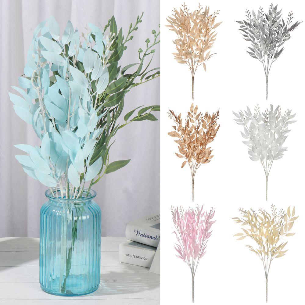 Home Decor Faux Foliage Artificial Flowers Plant Bouquet Fake Willow Leaf Home Decor Faux Foliage Artificial Flowers Plant Bouquet Fake Willow Leaf
