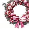 Transparent Acrylic Decor Christmas Wreath Ornament, 2D Flat Stained Glass Style Hanging Festival Ornament Decoration, Double-sided Decorative Pendant