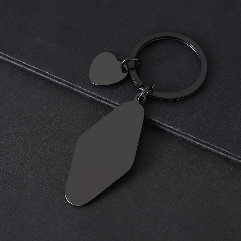 Stainless Steel Rhombus Laser-Engraved Color Keychain Gift