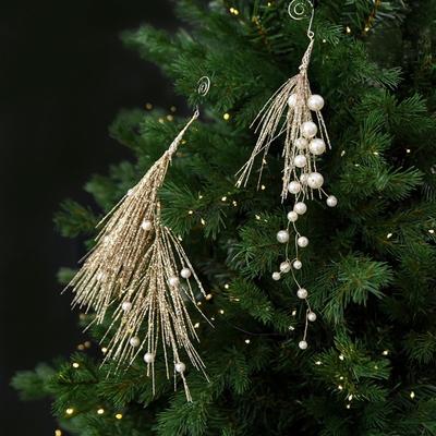 Realistic Glitter Pearl Christmas Decor Sprig Xmas Tree Hanging Ornament  Room Decoration