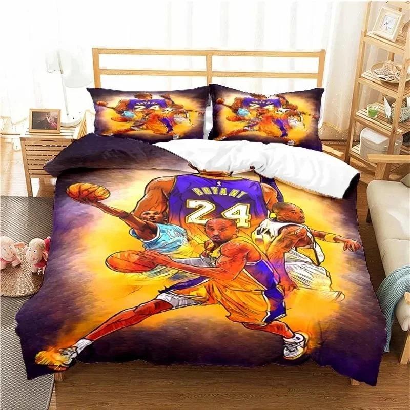 Ensemble de literie Star de Basketball Américain N° 23 Taille Jumeau Queen Housse de couette Taie d'oreiller pour Garçons Filles Enfants Adultes Textile de Maison 70x133cm 2pcs
