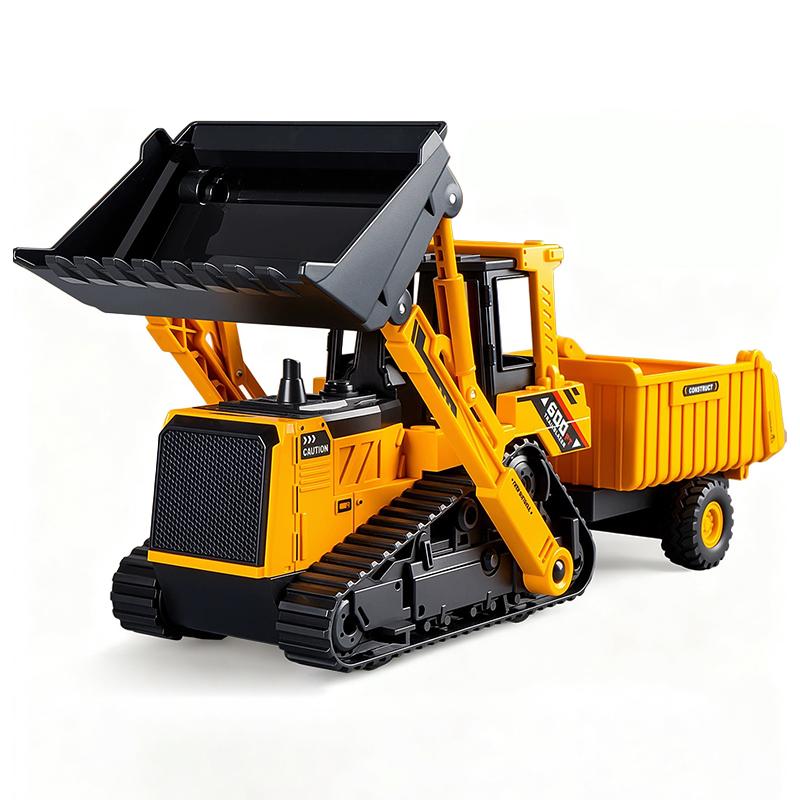 מחפרון מלגזה משאית הנדסית טרקטור דגם רכב Diecast פלסטיק דחפור דו-ראש צעצוע רכב רכב אינרציאלי צעצוע לבנים