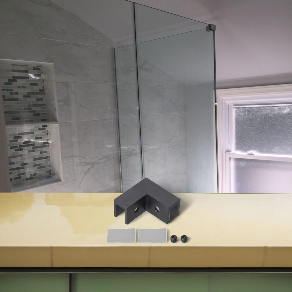 Brushed Brass Glass Holder Shower Door Glass Clamp Protector Square Glass Clamp Versatile Color Options Compact Size