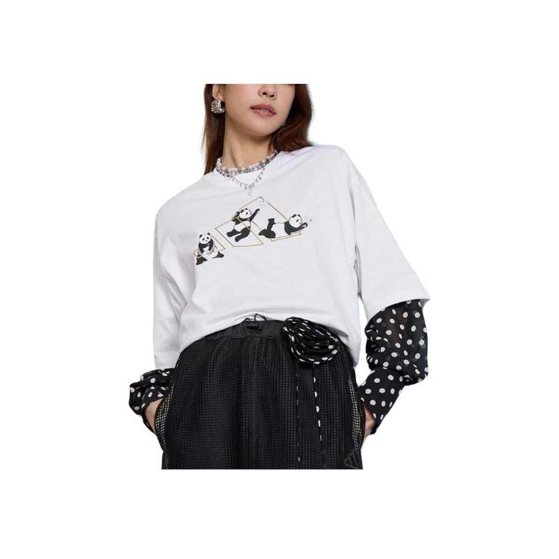 adidas Camiseta Suave Cómoda Transpirable Holgada de Manga Corta Tops Unisex Blanco JZ3275