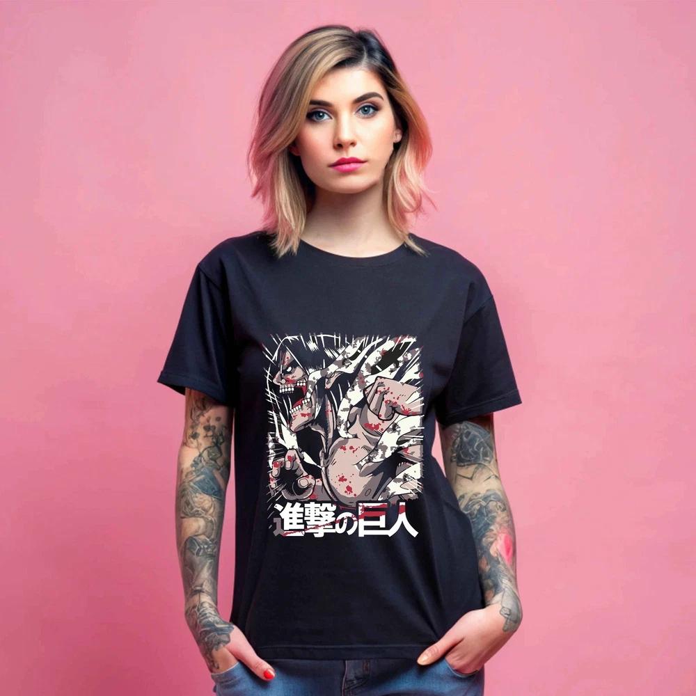 Anime Attack On Titan Mikasa Shingeki No Kyojin Anime AOT Black T Shirt S