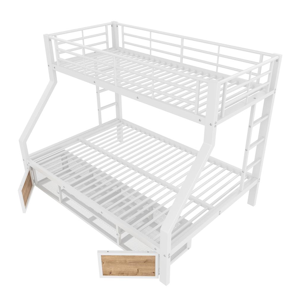 90 x 200 cm, 140 x 200 cm, litera, con zapatero, compartimentos de almacenamiento, barandilla de seguridad, escalera, certificado EN747, sin colchón, blanco