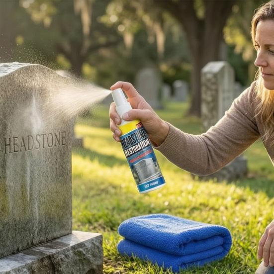 Yousheng Headstone Restoration And Cleaning Spray, Tombstone Monument Cleaner for Granite Marble Cemetery Memorials, Gentle Stone Care Way
