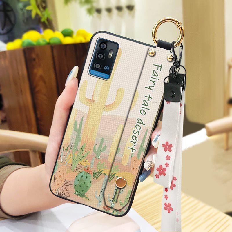 Waterproof Silicone Phone Case For ZTE Blade A71/Optus X Swift 5G Durable Fashion Design Lanyard Oil Painting Ring