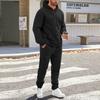Men's And Women's Solid-color Casual Set. Men's Long-sleeved Hooded, Fleece And Thickened Sweatshirt And Pants Two-piece Set