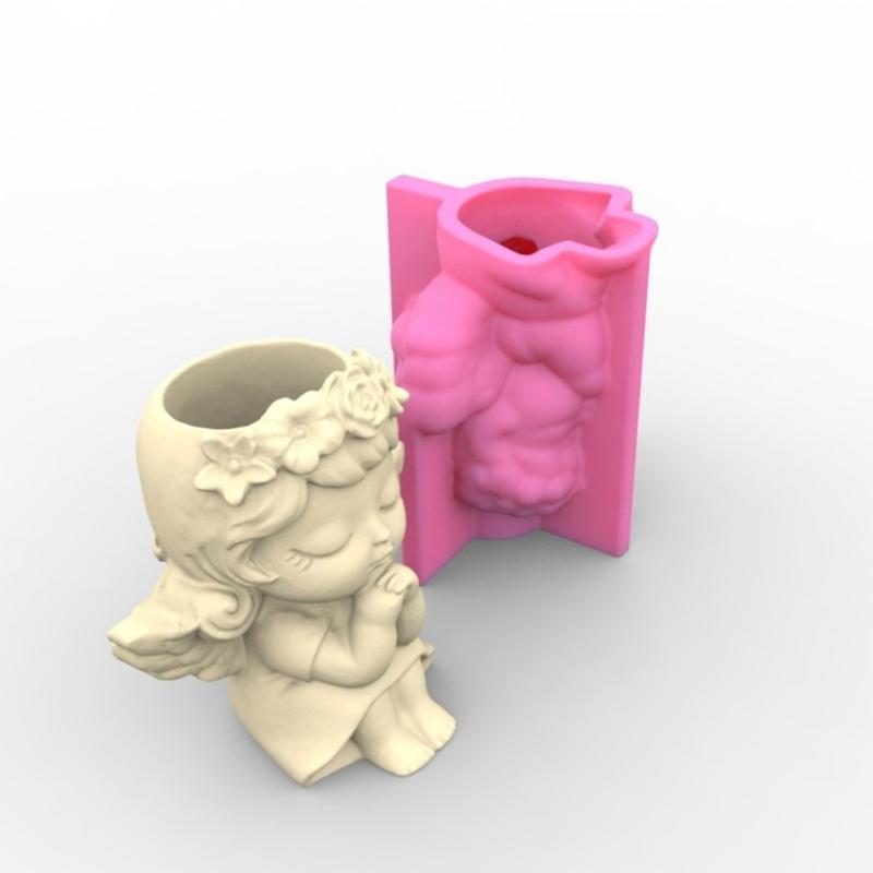 Flower Pot Silicone Mold Concrete Cement Plant Pot Mold Flowerpot Epoxy Resin Mould Makeup Brush Holder Organizer Mold