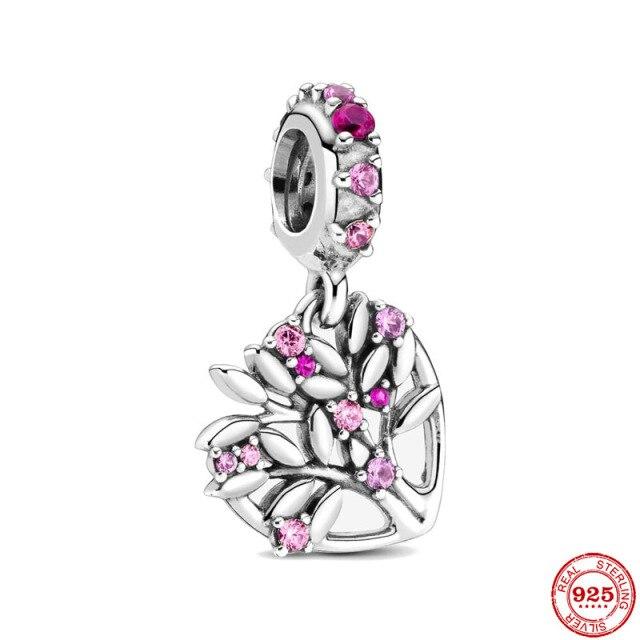 

Новый оригинальный серебряный цвет розовое сердце семейное дерево подвеска сделай сам бусина подходит европейский модный браслет подвески браслеты сделай сам ювелирные изделия P140