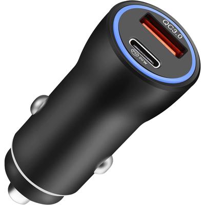 Allume-cigare USB Chargeur de voiture PD&QC pour iPhone PD 30W Charge rapide QC 18W Chargeur rapide Mini chargeur de voiture avec iPhone Samsung Galaxy