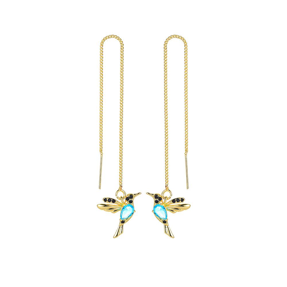 Colored Bird Earline Long Bird Earrings Female Hummingbird Earrings Cute Small Animal Earrings