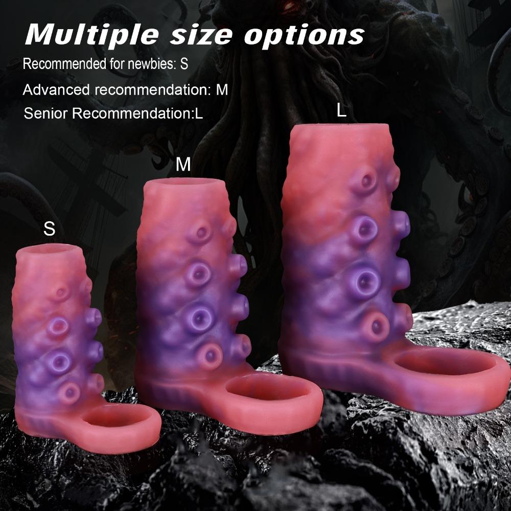 Octopus Shape Hollow Penis Sleeve Soft Silicone Wearable Penis Extender for Men