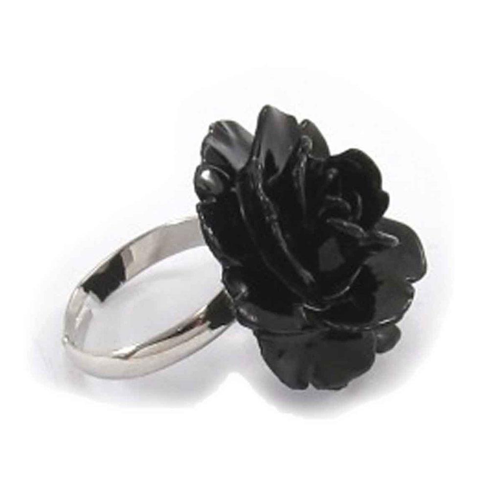 Les Trésors De Lily [J8034] - Black 'Flora' Designer Ring