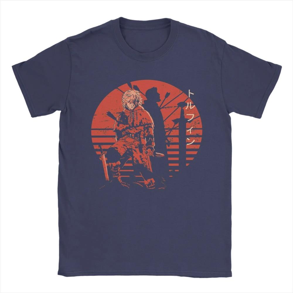 Lustiges Thorfinn Vinland Saga T-Shirt Herren Rundhals 100% Baumwolle T-Shirts Kurzarm T-Shirt Bedruckte Kleidung