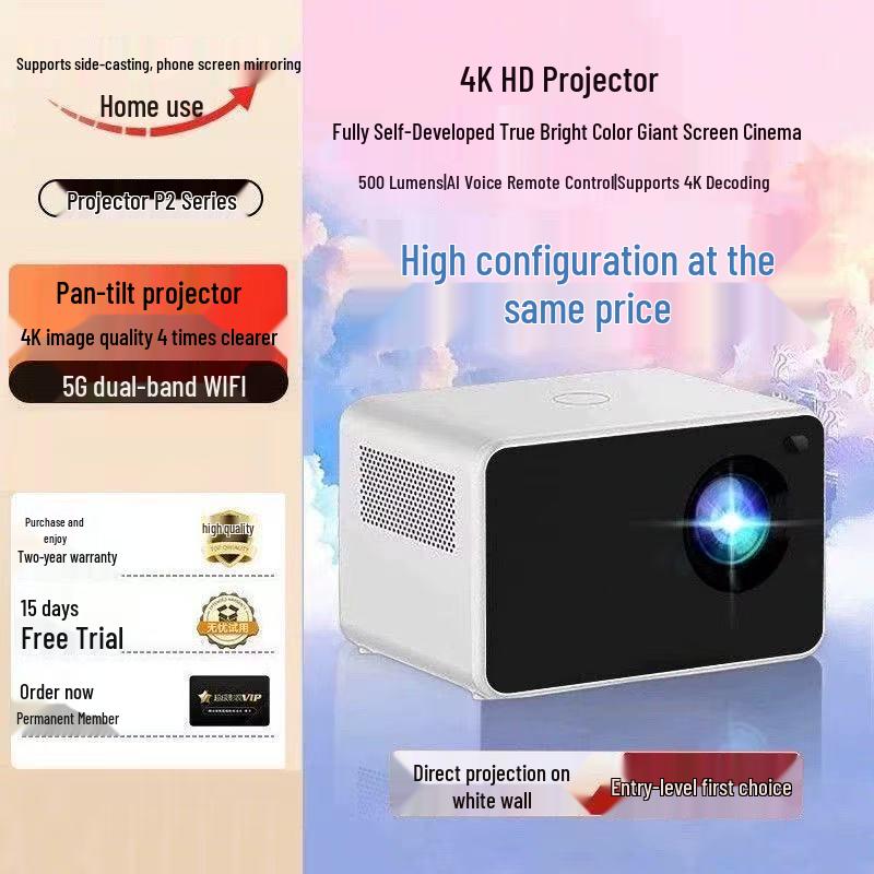 P2 Ultra HD Portable Home Theater Projector for Bedroom and Dormitory Use